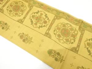 縞に花更紗・華紋織り出し　袋帯
